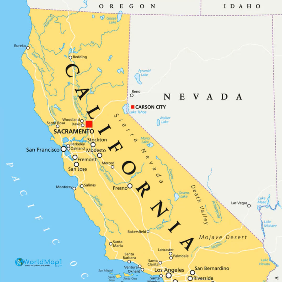 California Rivers and Lakes Map